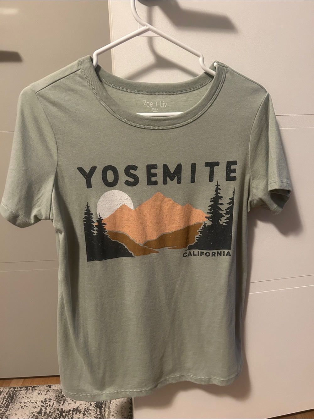 Zoe + Liv light Sage Green Yosemite Mountain Graphic Tee